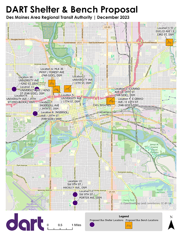 Map of proposed shelter locations