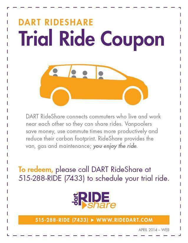 DART RideShare Trial Ride Coupon